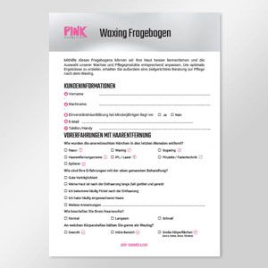 PINK Waxing Fragebogen DE, 50 Stk - Zur individuellen Beratung rund um Waxing & Nachpflege