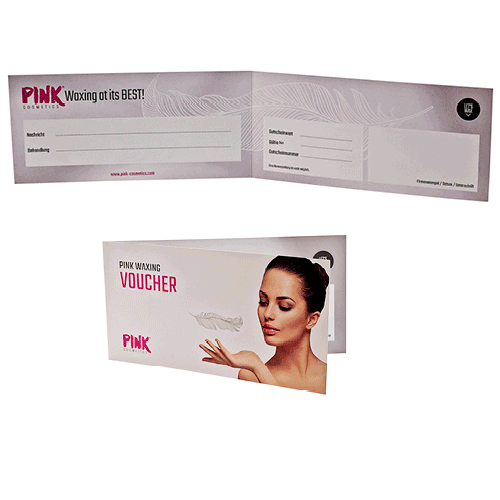PINK voucher voor dames, Engels / 25 stuks, geschikt voor het bevestigen van visitekaartje of sticker