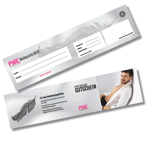 PINK Voucher for Men German/ 25 pcs, suitable for adding your business card or sticker