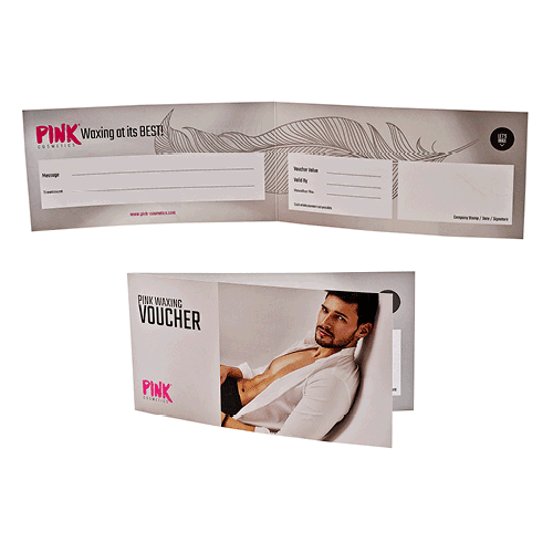 PINK Voucher for Men English/ 25 pcs, suitable for adding your business card or sticker