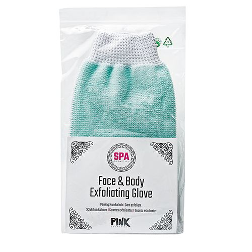 PINK Face & Body Peeling handschoen - mintgroen